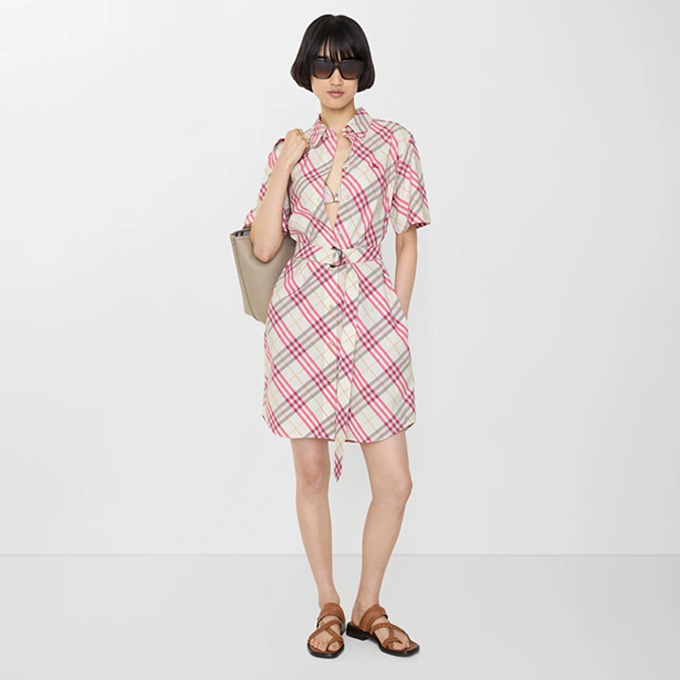 burberry vintage check cotton shirt midi dress